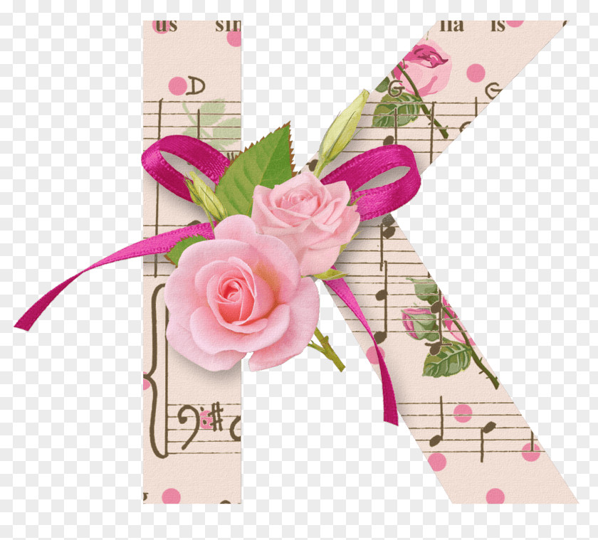 Albhabet Ribbon Floral Design Art Letter Garden Roses PNG