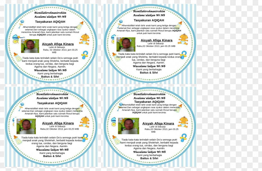 Kartu Ucapan Greeting & Note Cards Aqiqah Microsoft Word Font PNG