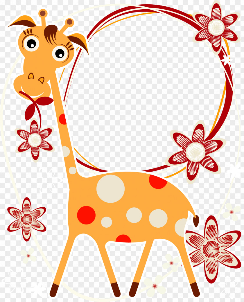 Vector Cartoon Giraffe Border Drawing Animal Illustration PNG