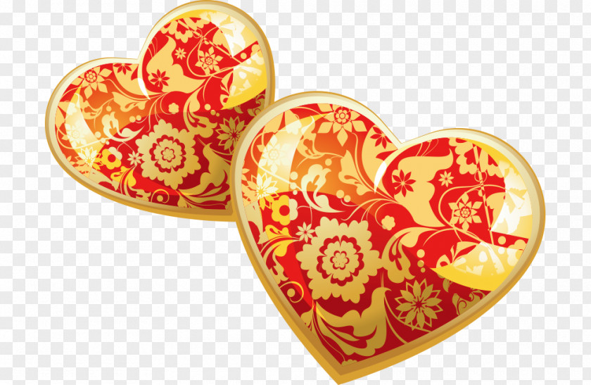 Gold Heart-shaped Pattern Vector Euclidean Heart Shape PNG