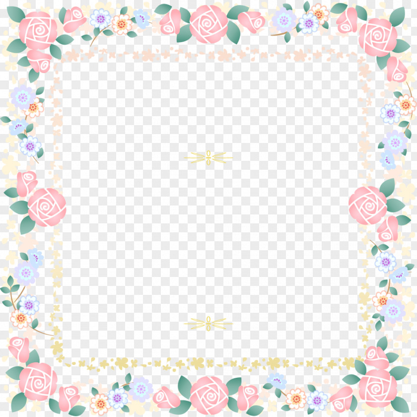 Hand-painted Border Rose Paper PNG
