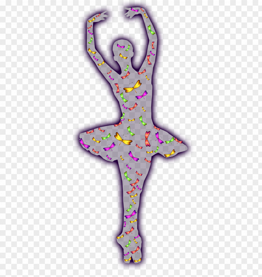 Ballet Dancer Hand Painted Bowknot Dragonfly Decoration Pattern PNG