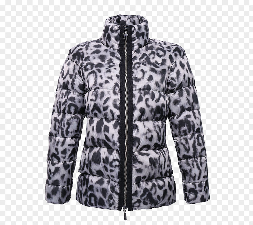 Ms. Leopard Down Jacket Fashion Coat PNG