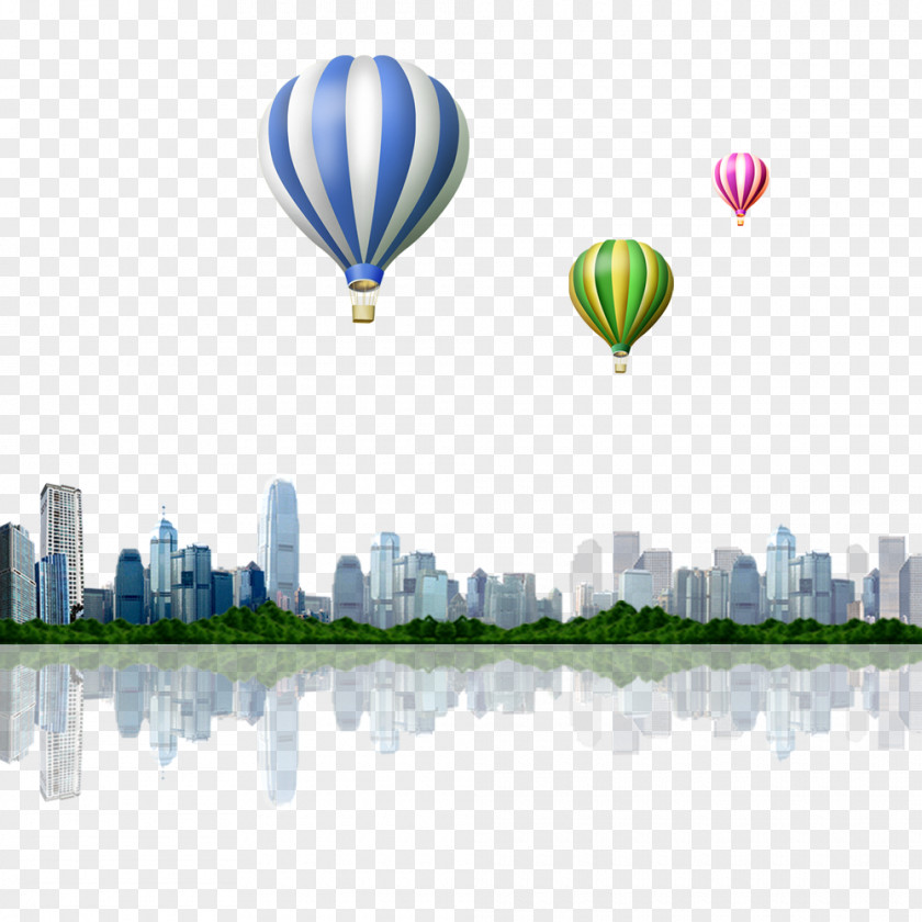 City Hot Air Balloon Icon PNG