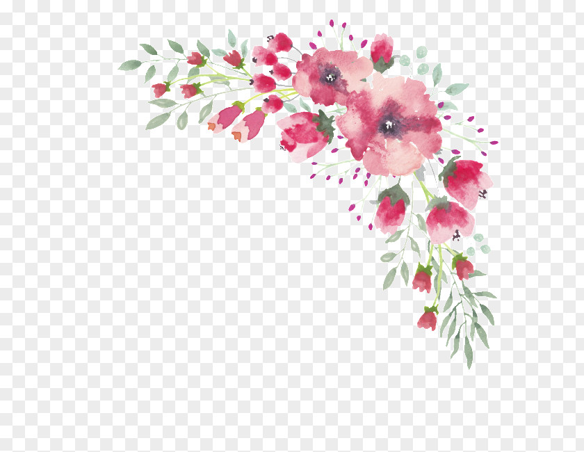 Design Floral Watercolor Painting Flower PNG