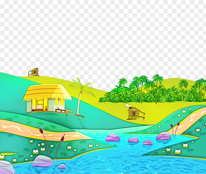 Water Resources Ecosystem Park Cartoon Green PNG
