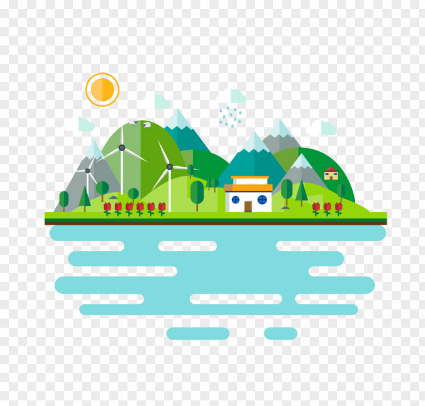 Simple Village Picture Material Landscape Stock Illustration Adobe Illustrator PNG