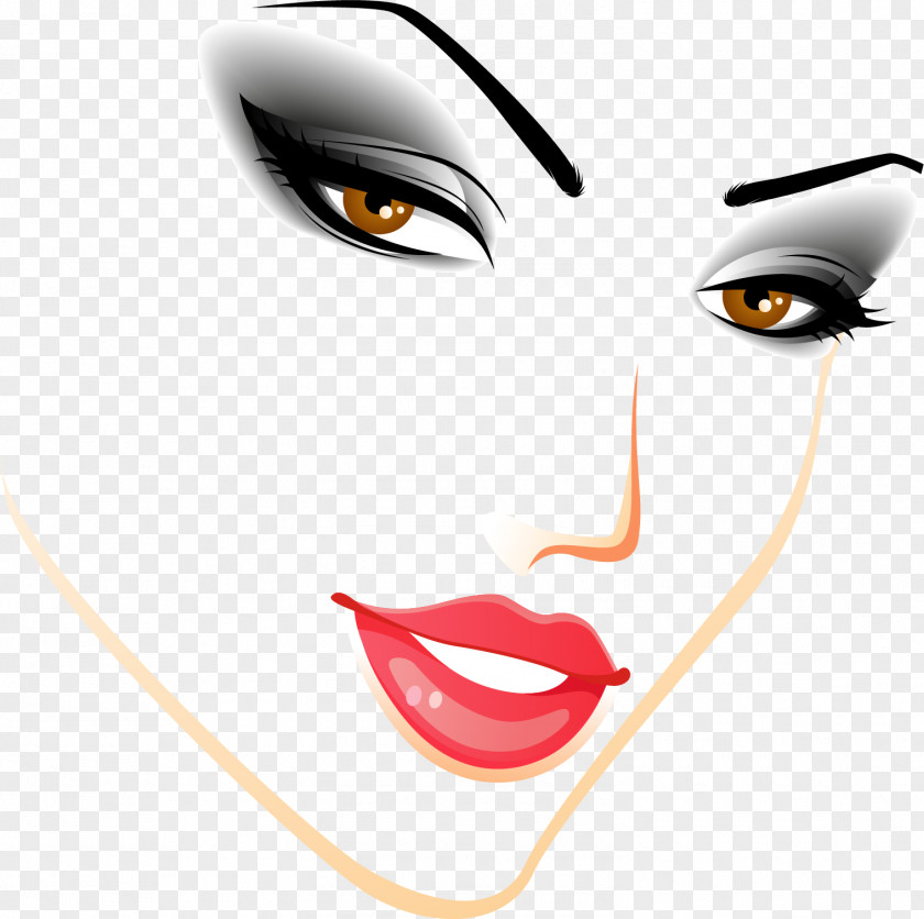 Vector Painted Head Of A Woman Face Clip Art PNG