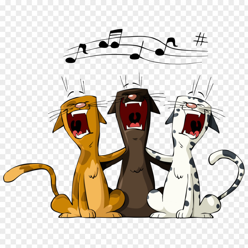 Vector Singing Cat Kitten Dog Clip Art PNG
