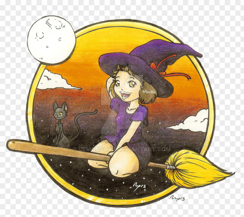 Little Witch Witchcraft Yellow Color Cartoon PNG