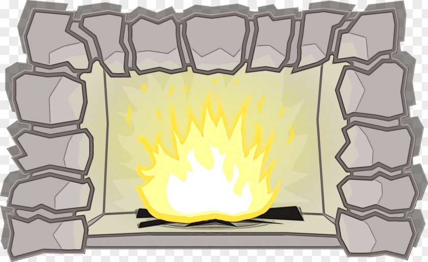 Rock Rectangle Yellow Fireplace PNG