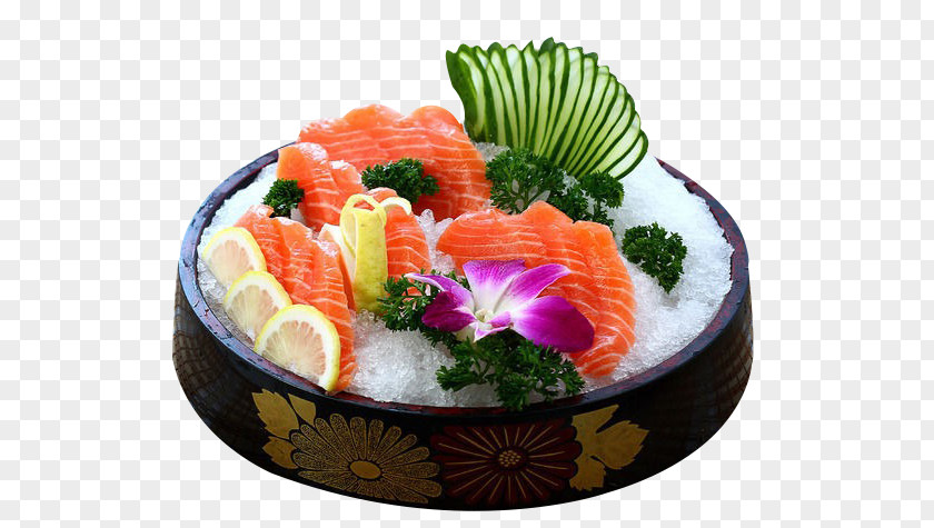 Three Arctic Bay Salmon Fight Sashimi California Roll Sushi Smoked PNG