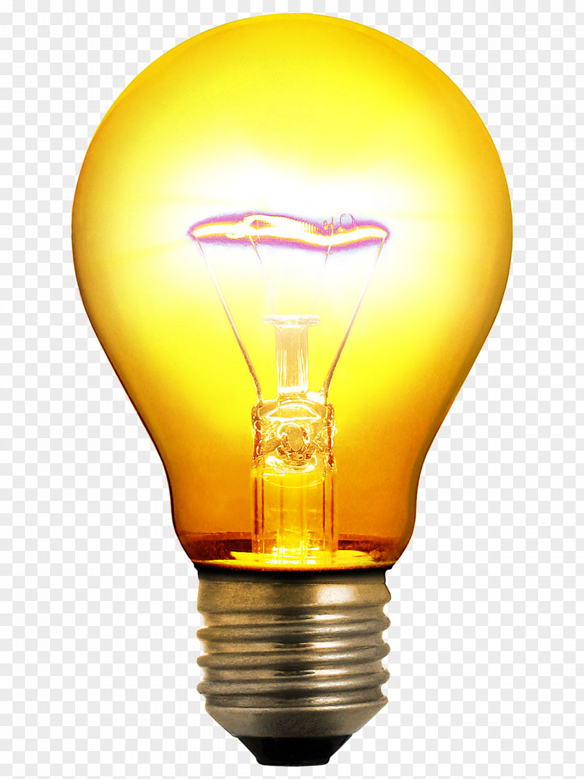Yellow Light Bulb Image Incandescent Lighting Invention Clip Art PNG