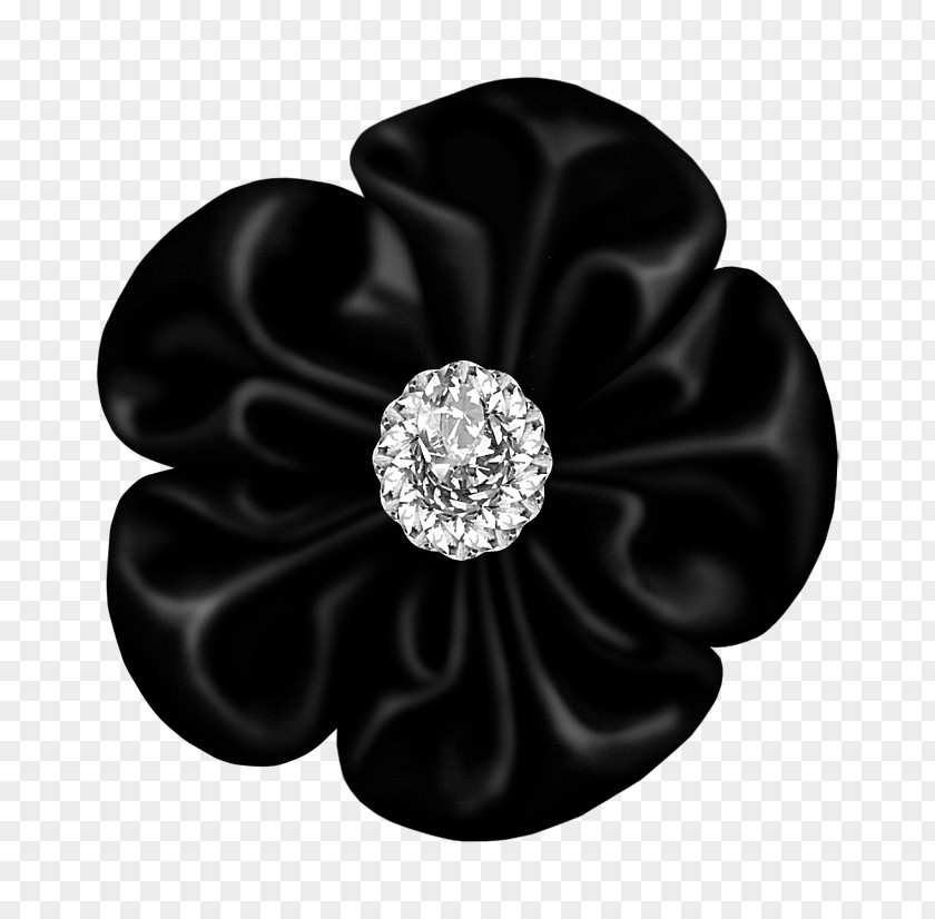 Black Flower Bow With Diamond Clip Art PNG
