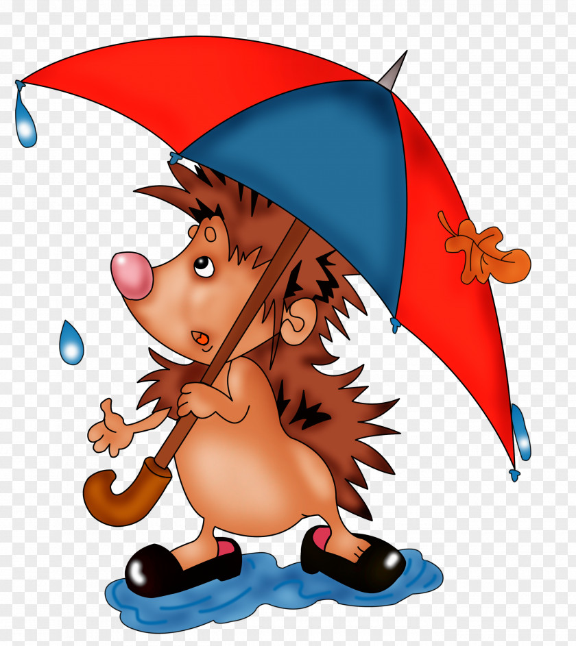 Cartoon Hedgehog Umbrella Clip Art PNG