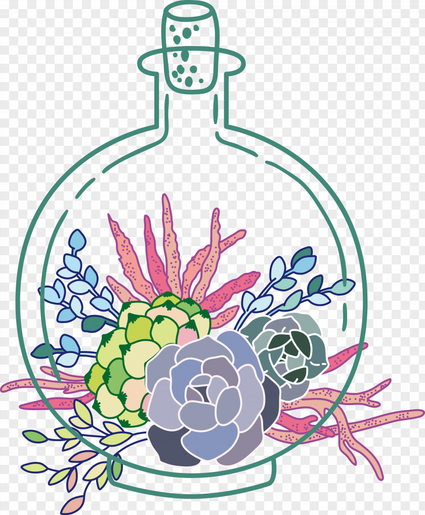 Vector Hand-painted Decorative Vase Floral Design Graphic PNG