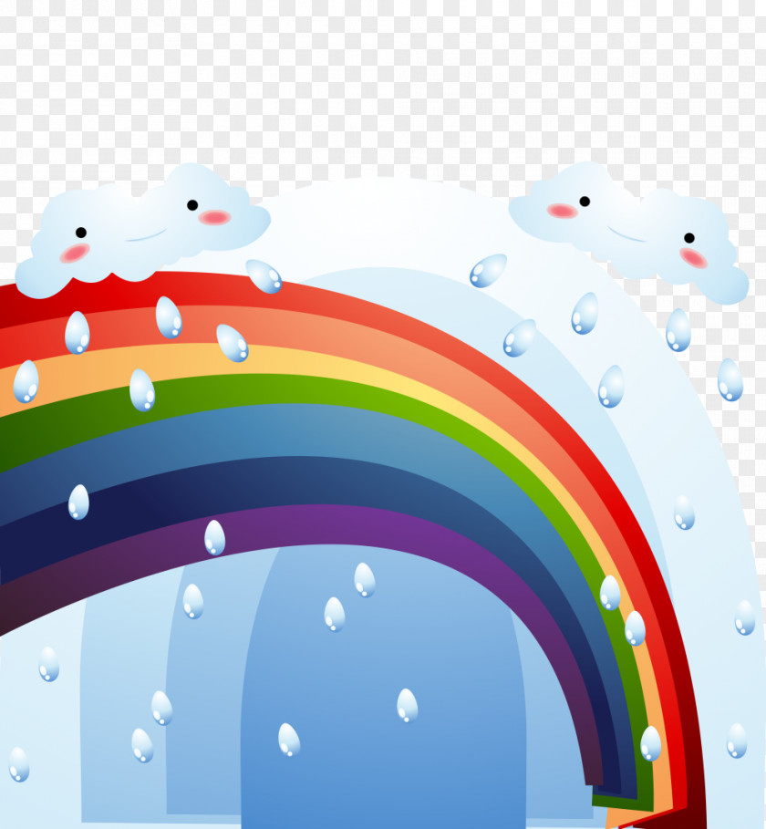 Hand-painted Cartoon Rainbow Rain Royalty-free Illustration PNG