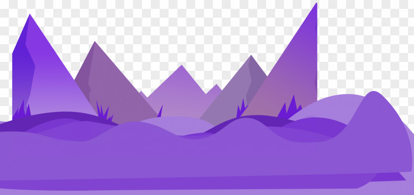 Purple Hand-painted Mountain Peaks PNG