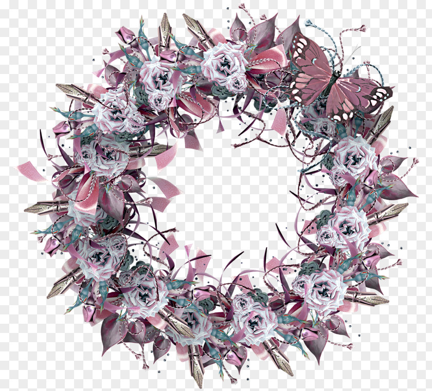 Purple Wreath Pink Picture Frame PNG