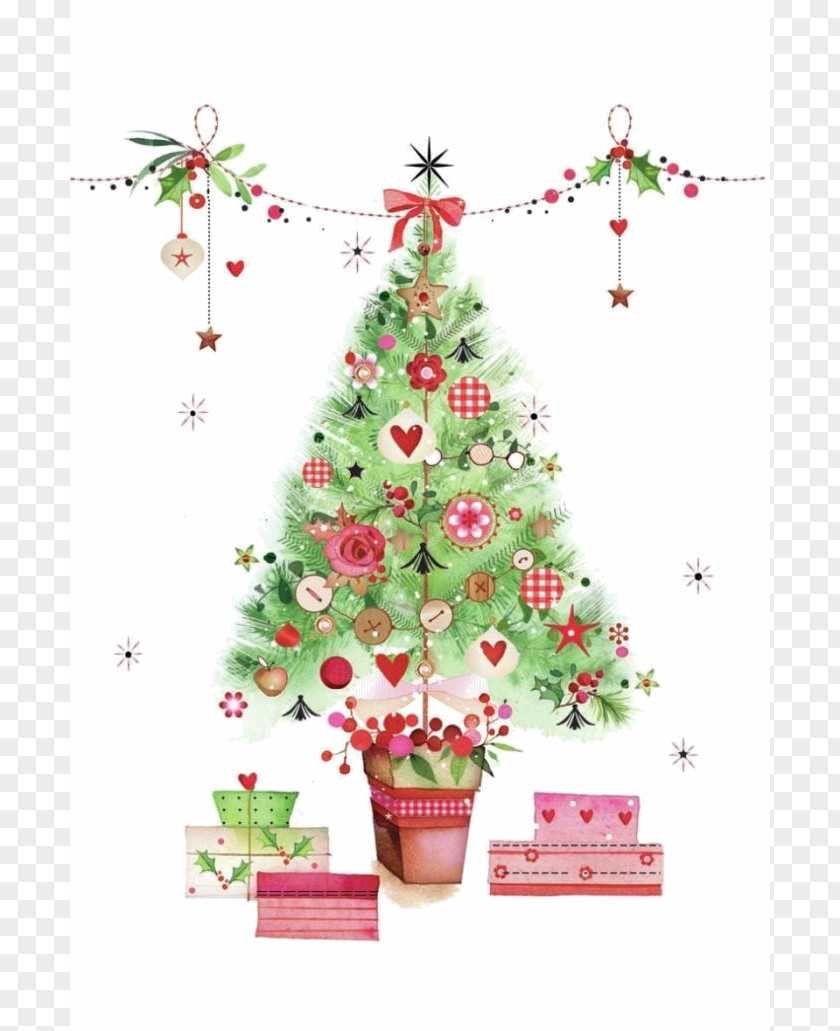 Christmas Tree Ornament Watercolor Painting Clip Art PNG