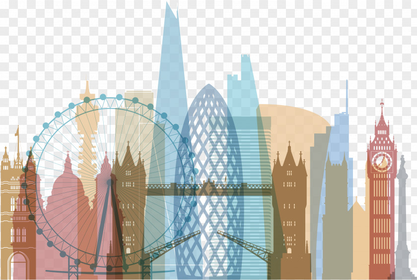 Colorful Fresh City Skyline Royalty-free Drawing Illustration PNG