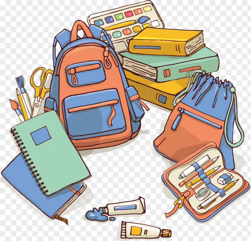 Poster Book Bag Creative Learning Elements Cartoon Illustration PNG