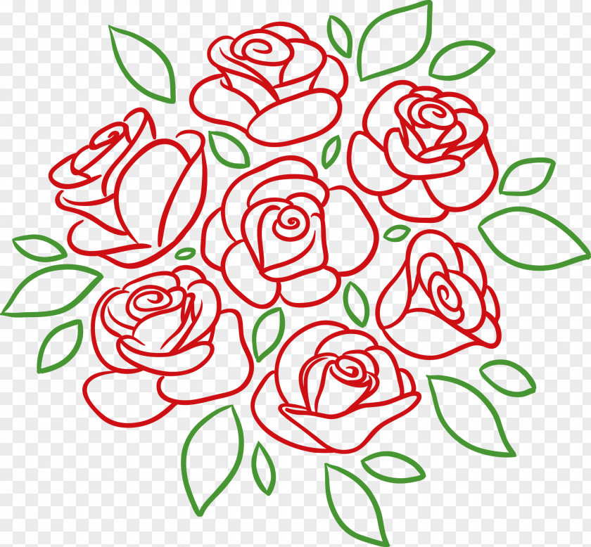 Rose Flower Bouquet Drawing PNG