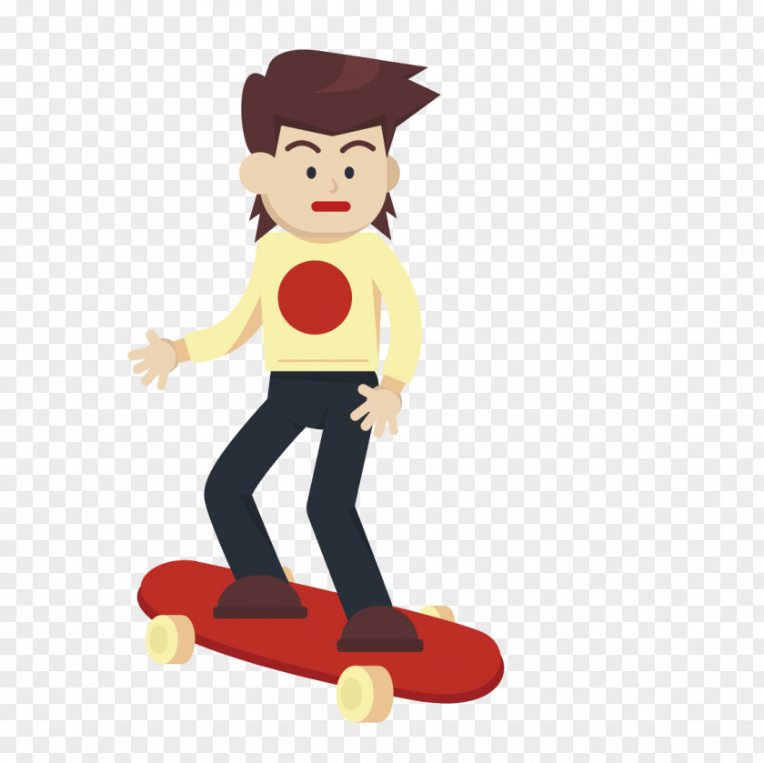 Vector Boy Riding A Scooter Cartoon PNG