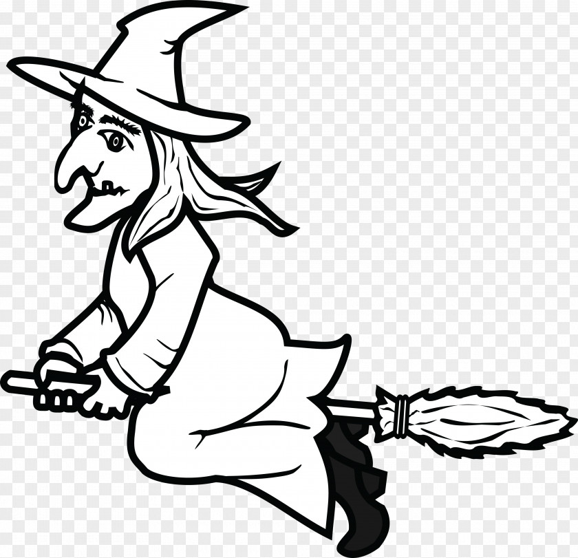 Witch Witchcraft Drawing Line Art Black And White Clip PNG