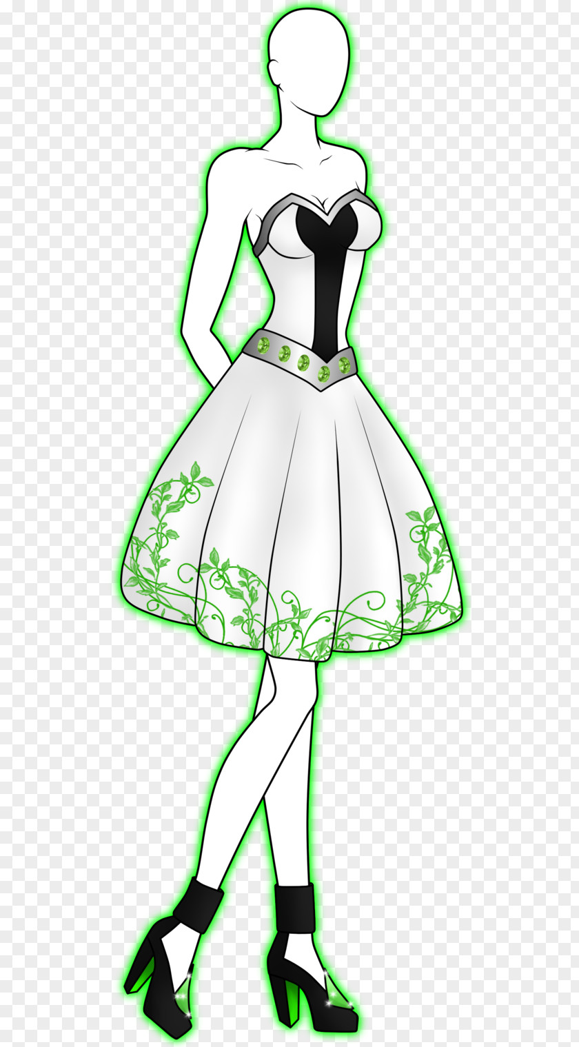 Dress Green Cartoon White PNG