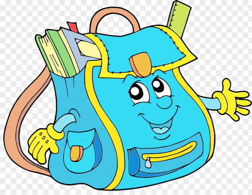 Happy Yellow School Bag Cartoon PNG