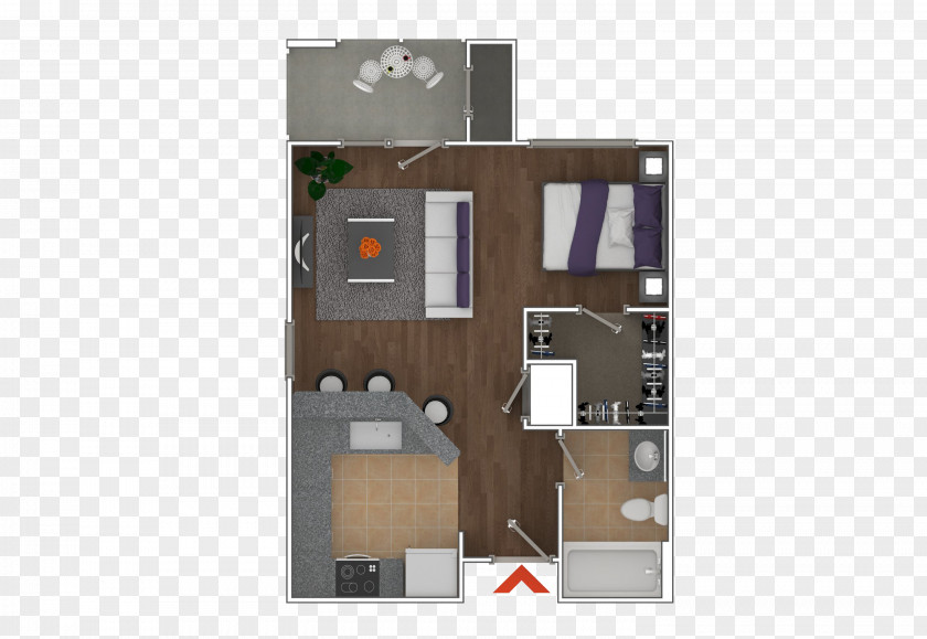 Apartment Virginia–Highland Studio BeltLine 3D Floor Plan PNG