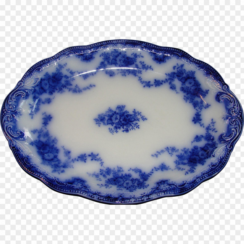 Plate Blue And White Pottery Platter Tableware Porcelain PNG