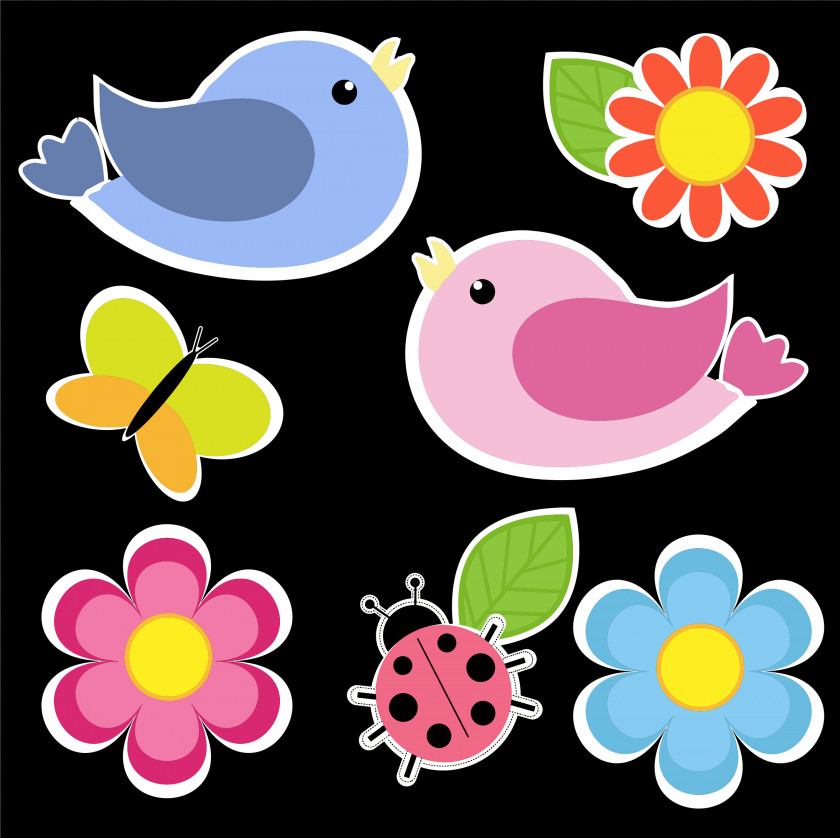 Cartoon Bird Owl Flower Clip Art PNG