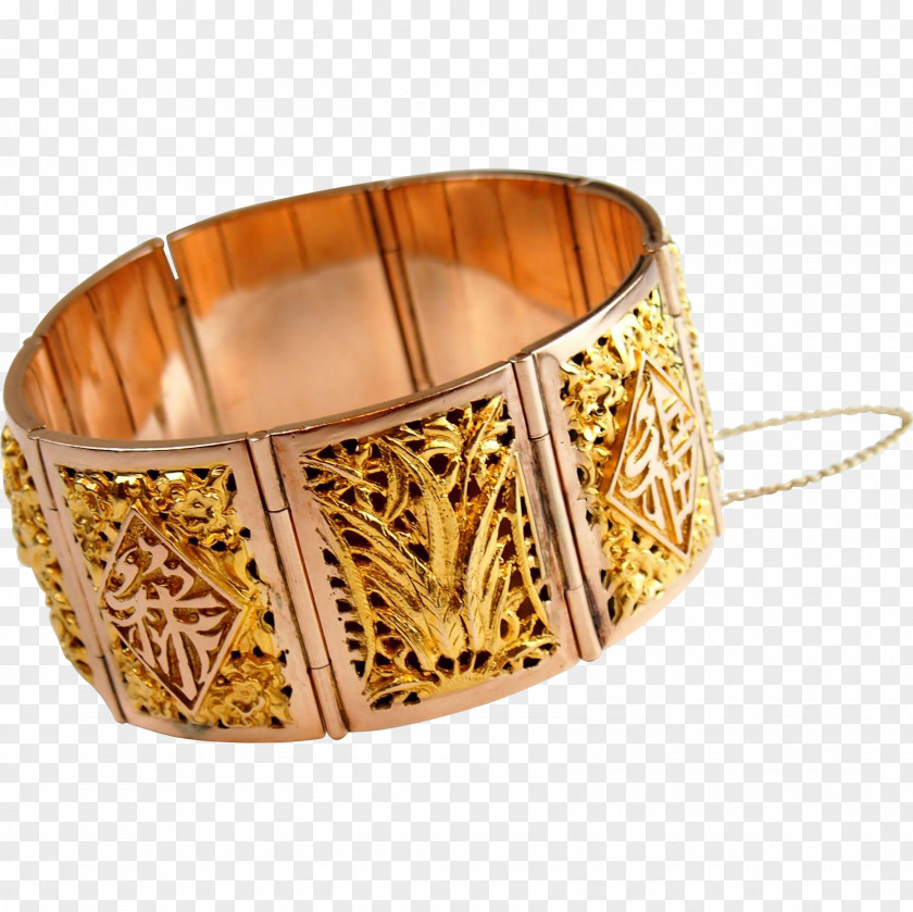 Gold Bangle Bracelet Colored Amber PNG