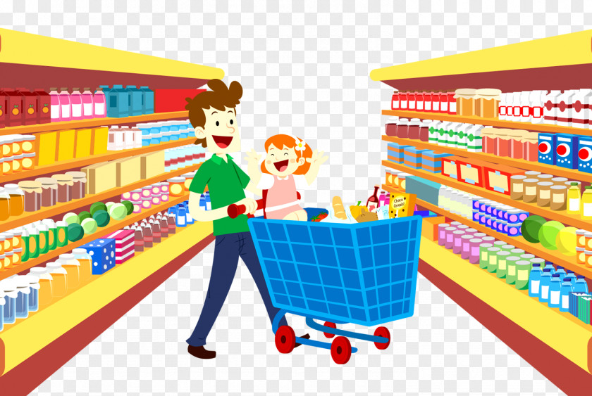 Supermarket Shopping Grocery Store Cartoon Bag PNG