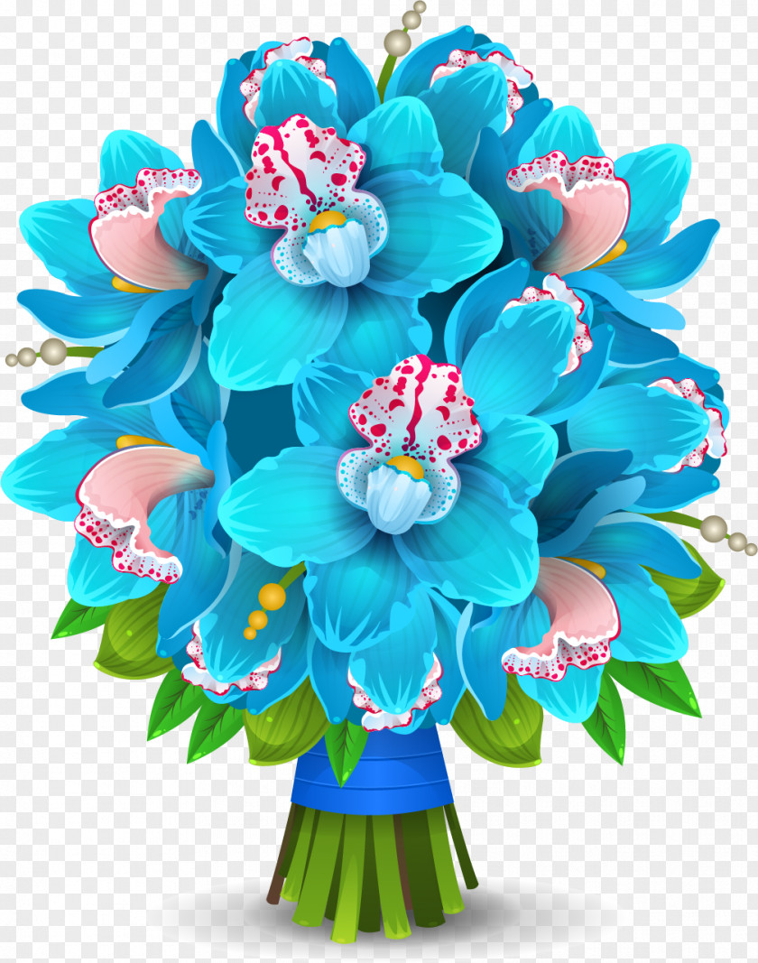 Vector Painted A Bouquet Of Orchids Flower PNG