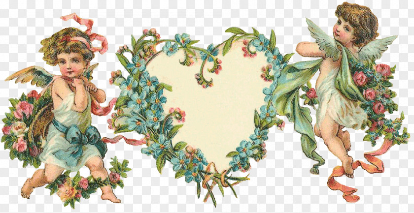 Vintage Love Flower Valentine's Day Cupid Cherub Heart PNG