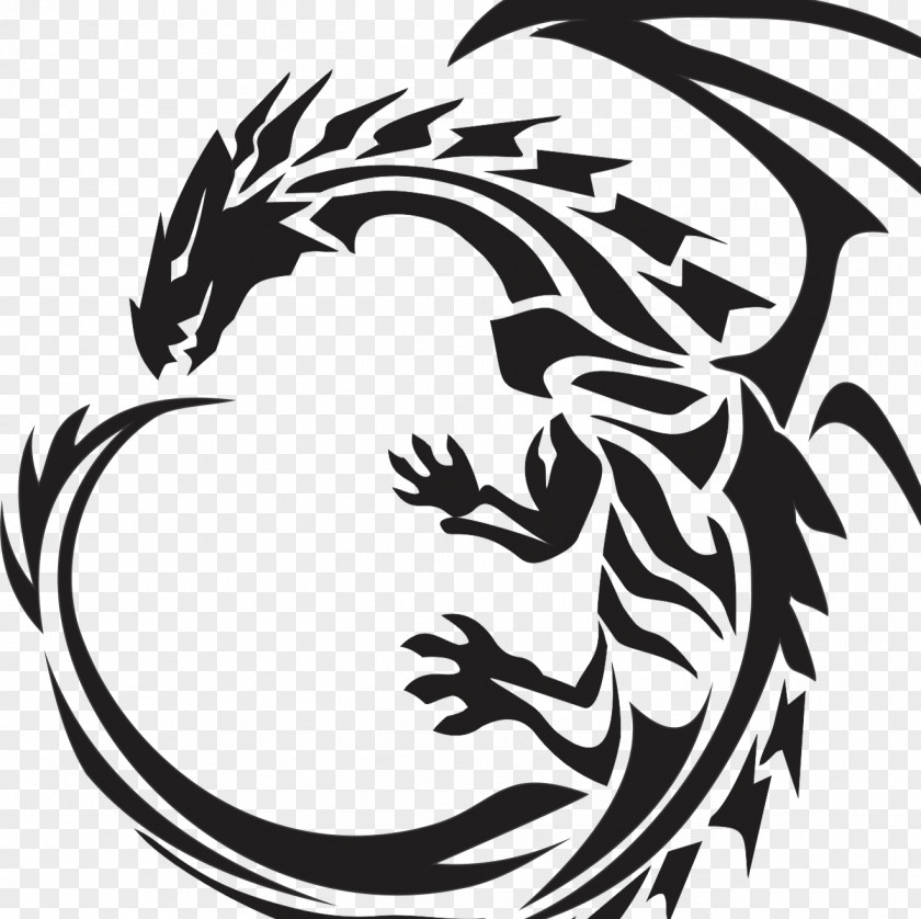 Dragon Stencil Drawing Art PNG