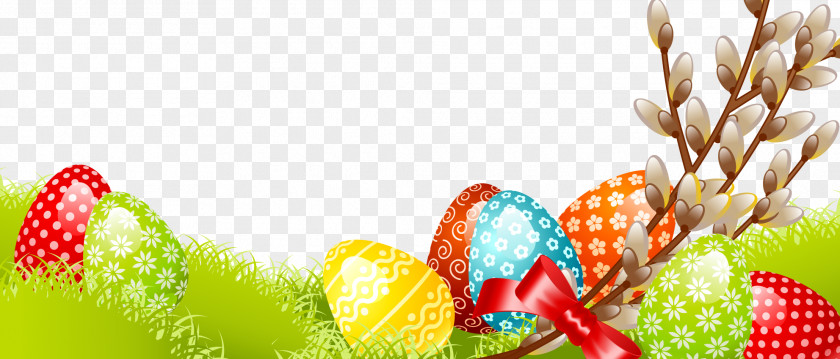 Easter Eggs Decorated With Flowers Banner Happiness Family Wish Resurrection Of Jesus PNG