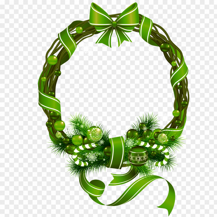 Green Wreath Christmas Decoration Ornament Clip Art PNG