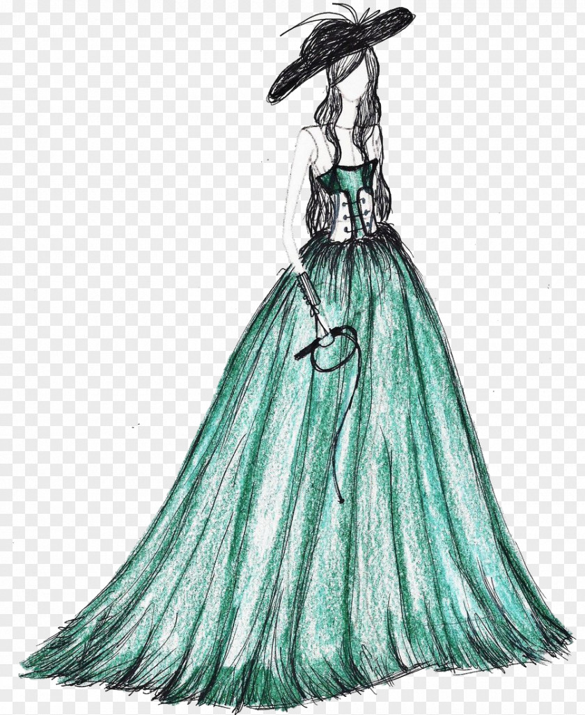 Hand-painted European Women's Royal Drawing Formal Wear Fashion Wedding Dress Illustration PNG