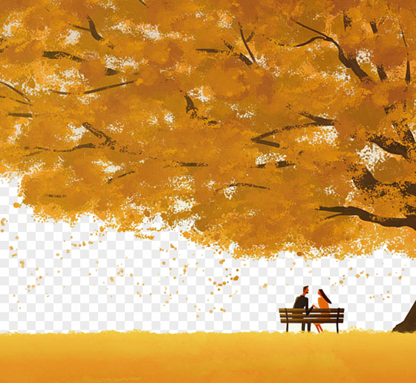 Romantic Autumn Lovers Illustration PNG
