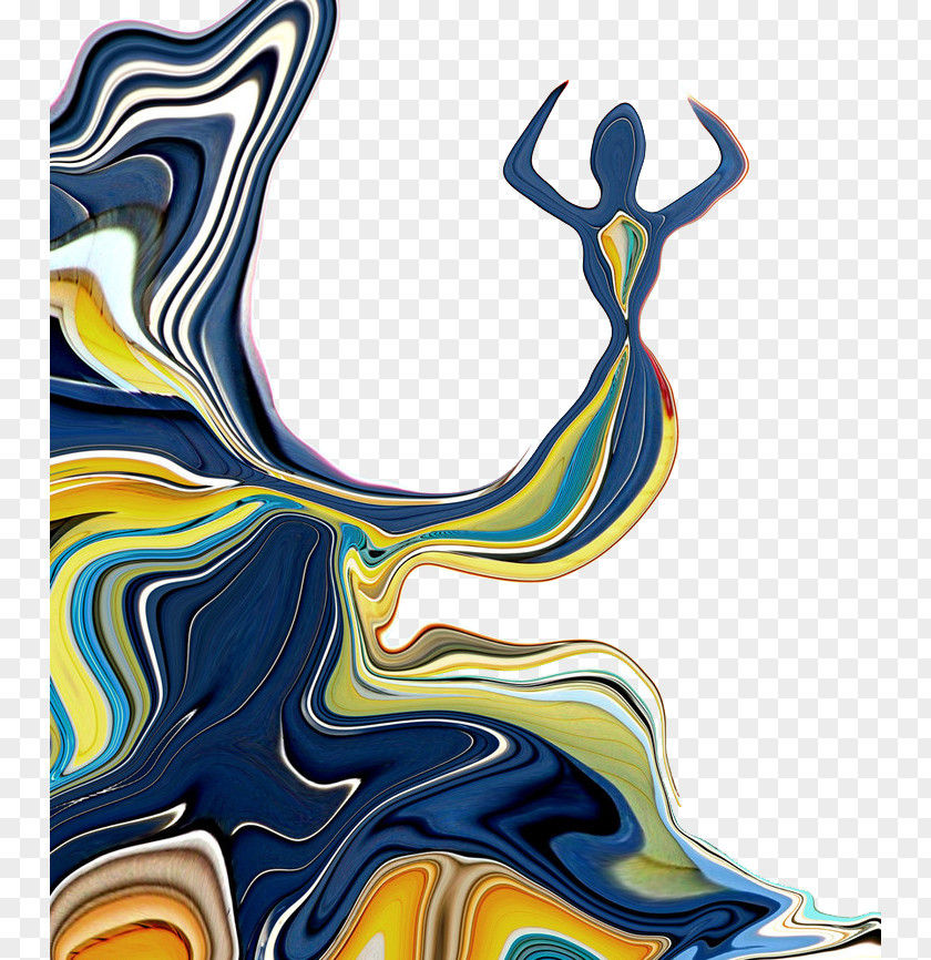 Abstract Woman Wearing Dress Art Color Abstraction Oil Painting PNG