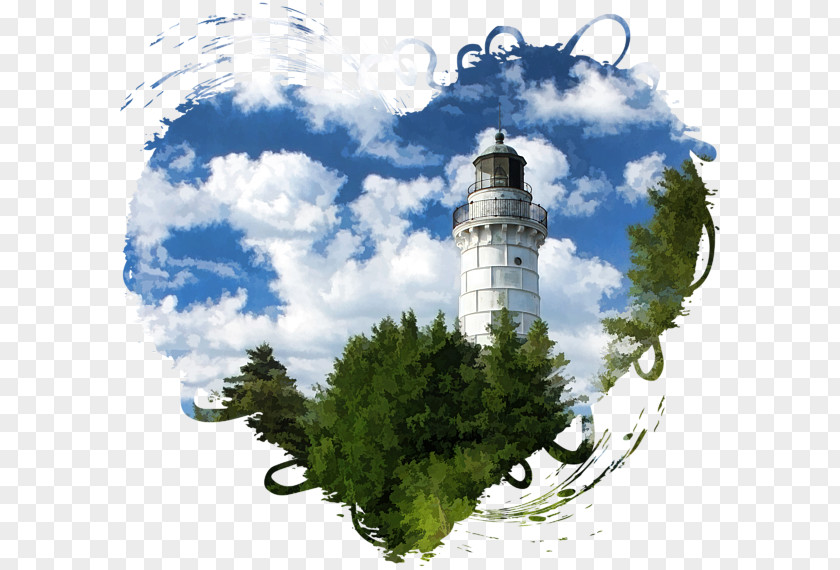 Cloudscape Cana Island Light Lighthouse Lake Michigan Tower Canvas Print PNG