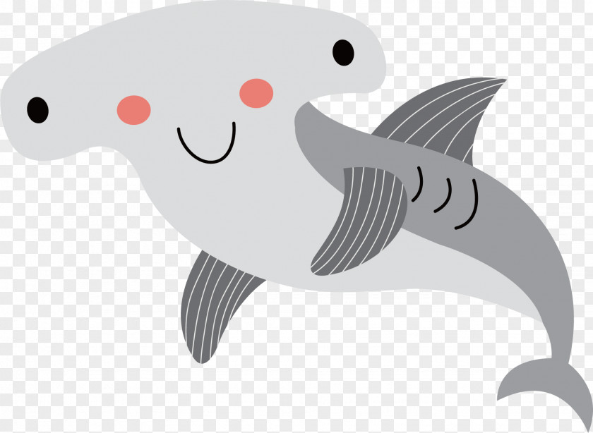Gray Shark Vector Cartoon Illustration PNG