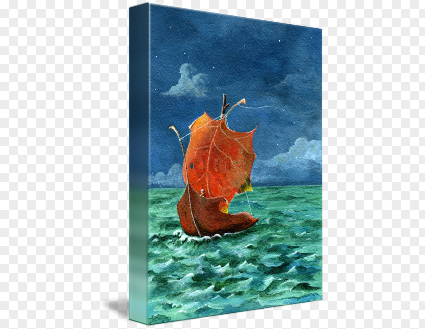 Leaf Boat Watercolor Painting Gallery Wrap Canvas PNG