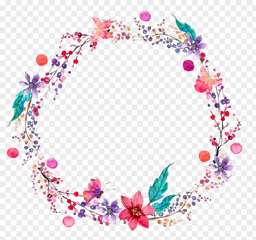 Floral Wreath Watercolor Painting Flower PNG
