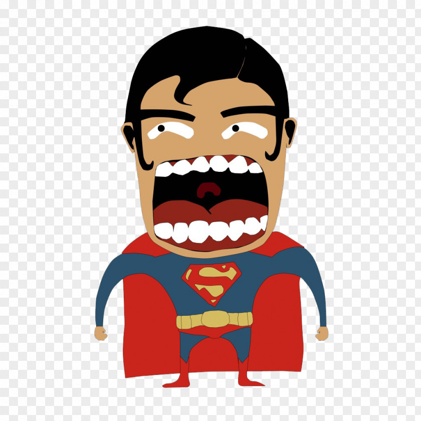 Hand-painted Screaming Superman Clark Kent Cartoon PNG