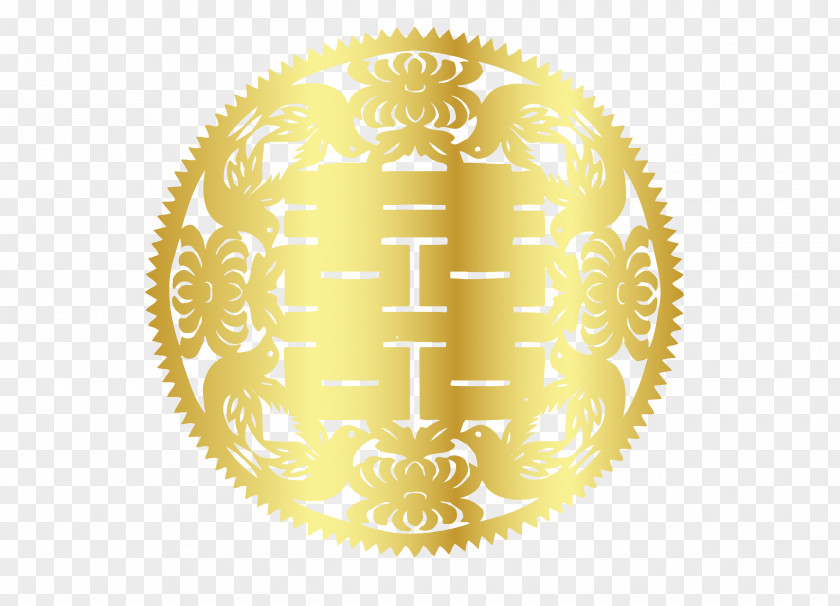 Vector Exquisite Golden Circle Hi Word Double Happiness Gold PNG